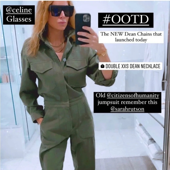 Citizens of Humanity Jumpsuit Marta Long Sleeve Cotton Utility Retreat Green M - Picture 8 of 16